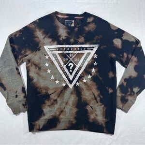 Logo Streetwear Sweatshirt Tie Dye Black‎ Gray Men's M Guess Crewneck Pullover